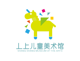 張俊的線條行動(dòng)物品牌logo－丄上兒童美術(shù)館logo設(shè)計(jì)