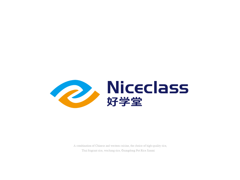 張俊的英文名字是“Niceclass ”，中文名字是“好學(xué)堂”logo設(shè)計